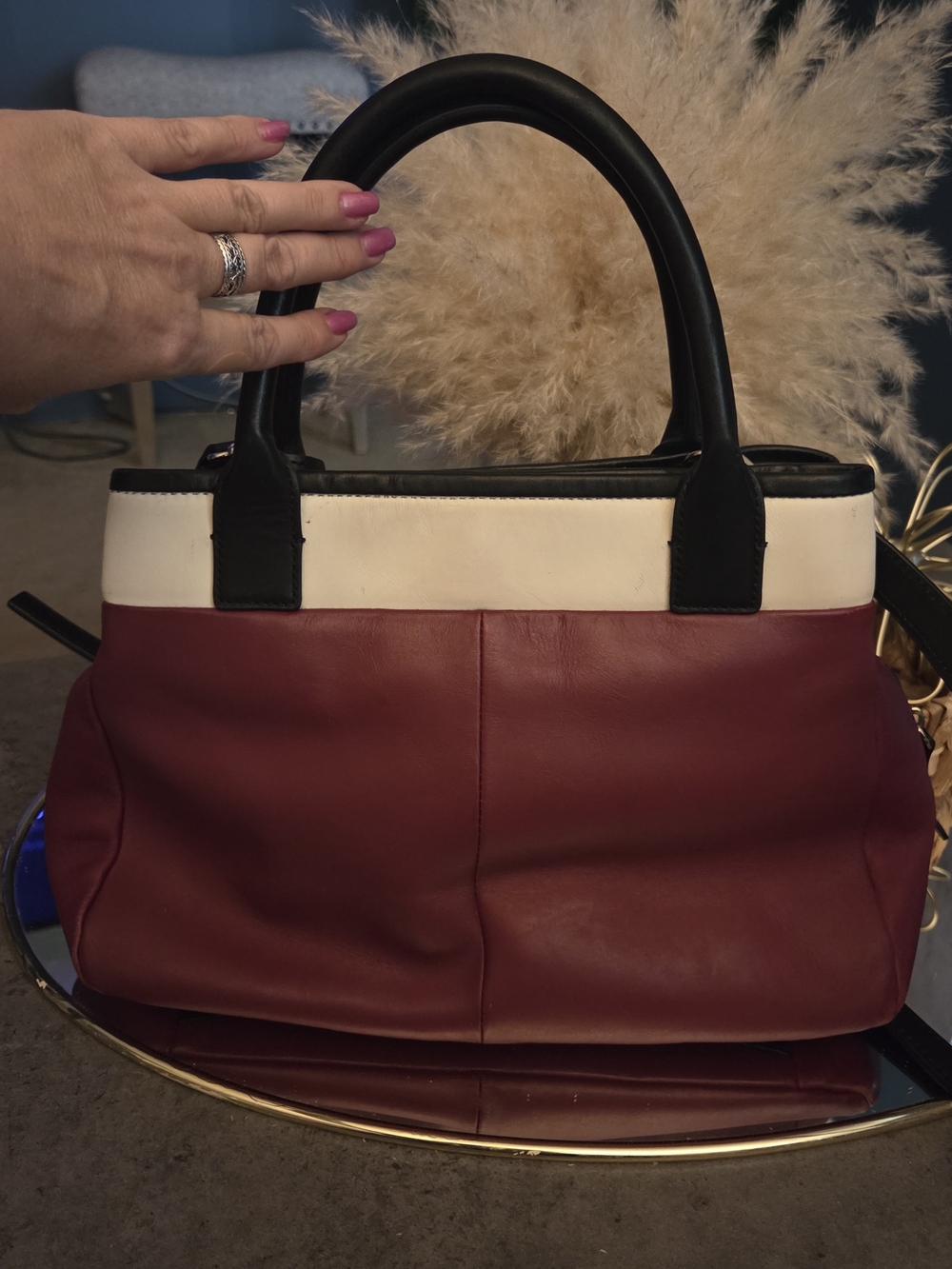 LOW START Kate Spade 2fer Satchel/Crossbody  Wallet Set Burgundy Cream Leather - Picture 9 of 17
